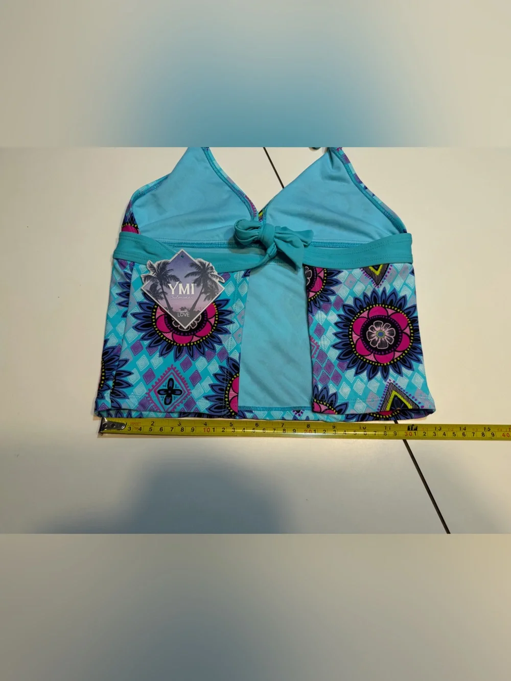 YMI girls 14 halter-style tankini bikini top with matching side-tie bottoms NWT
